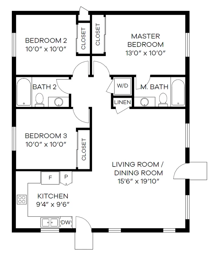 Plan 2 — 1,054 Sq Ft